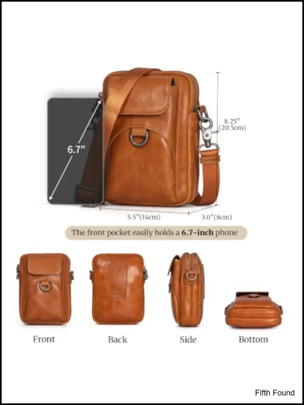 Genuine Leather Small Crossbody Messenger Phone Bag